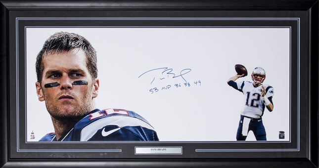 Tom Brady Signed/Inscribed 56x30 Framed Lithograph (NFL Authenticated & Tristar)